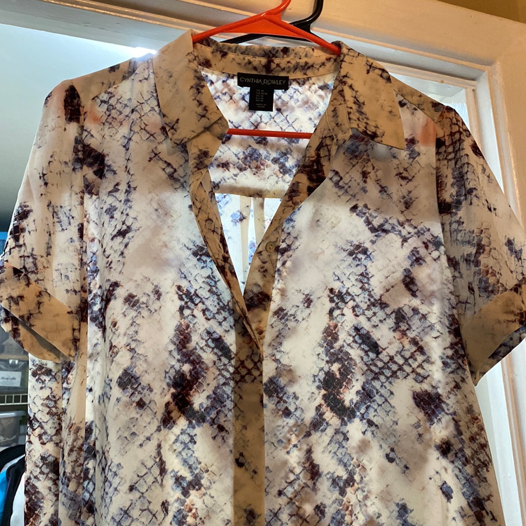 Snake-Print Button Down